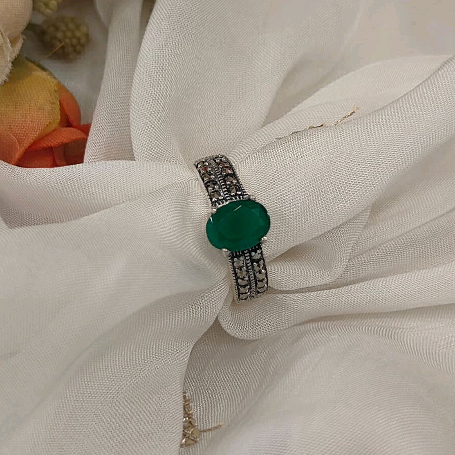 Green Marcasite Ring 